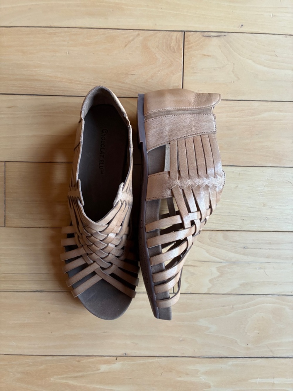 Chocolate blu viva leather caged confort sandals
